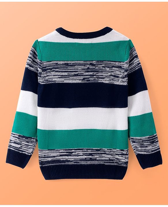 Pine Kids Knitted Full Sleeves Pullover With Stripes -Multicolor