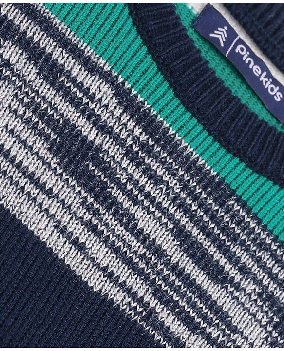 Pine Kids Knitted Full Sleeves Pullover With Stripes -Multicolor