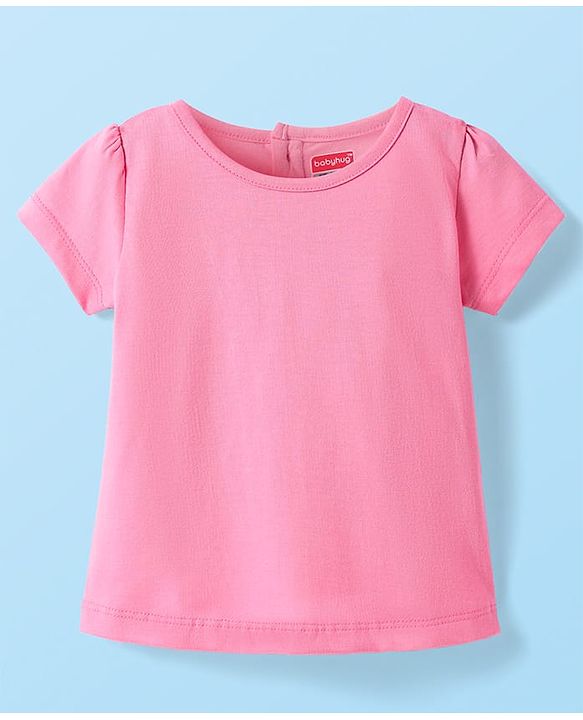 Babyhug Woven Half Sleeves Embroidered Stars Frock with T-Shirt - White & Pink