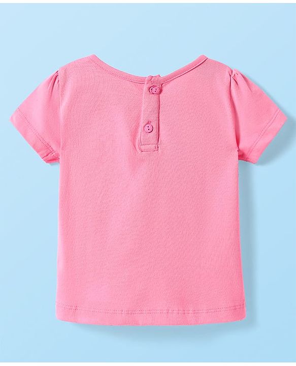 Babyhug Woven Half Sleeves Embroidered Stars Frock with T-Shirt - White & Pink