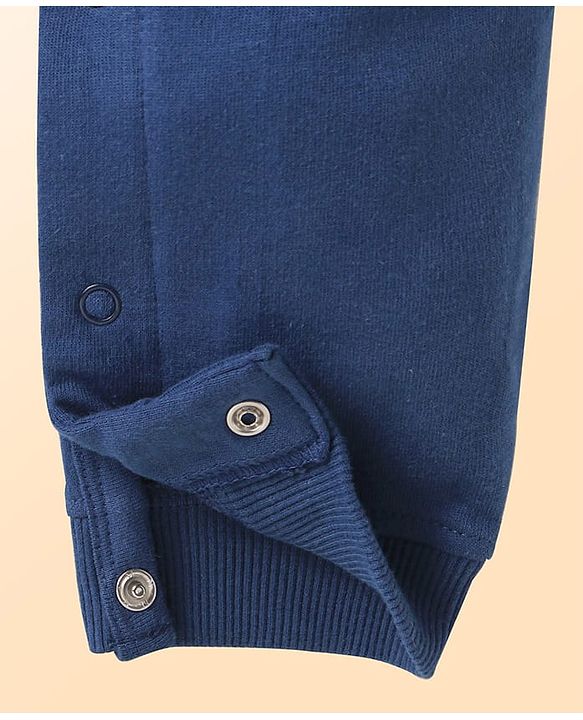 Babyhug Single Jersey Knit Dungaree & Full Sleeves T-Shirt With Teddy Bear Print - Navy Blue