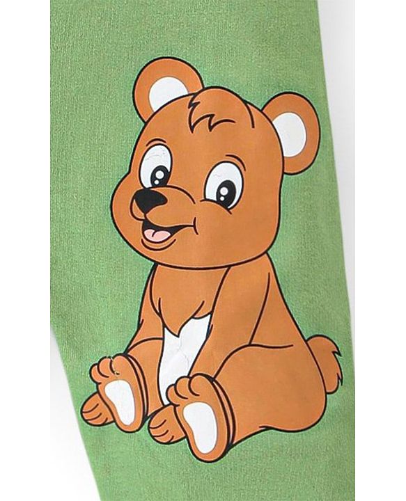 Babyhug Cotton Single Jersey Knit Full Sleeves Striped T-Shirt & Dungaree Set With Animal Print - Green