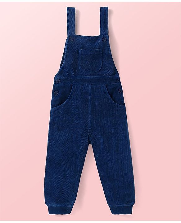 Babyhug Single Jersey Knit Full Sleeves Animal Printed T-Shirt & Dungaree - Navy Blue