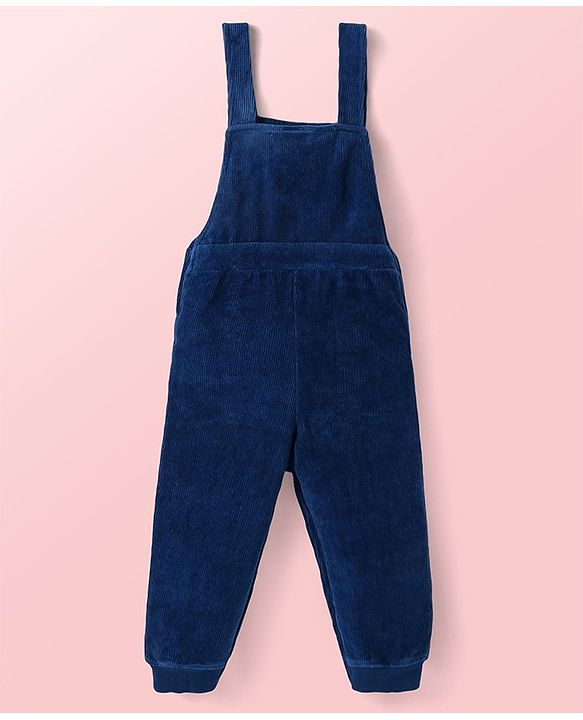 Babyhug Single Jersey Knit Full Sleeves Animal Printed T-Shirt & Dungaree - Navy Blue