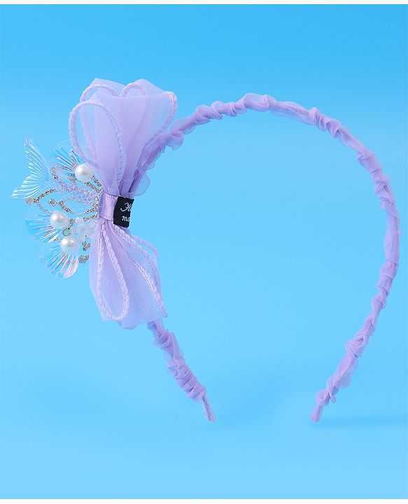 Pine Kids Bow & Fish Tail Hair Bands - Purple