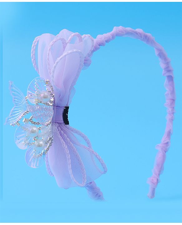 Pine Kids Bow & Fish Tail Hair Bands - Purple