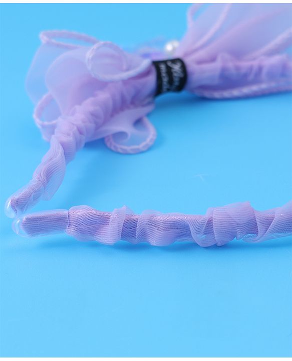 Pine Kids Bow & Fish Tail Hair Bands - Purple