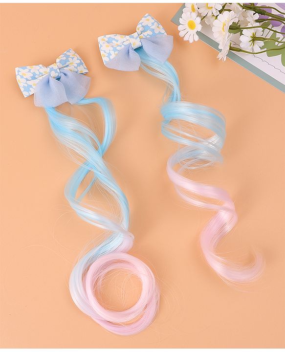 Pine Kids Bow Hair Extensions - Blue