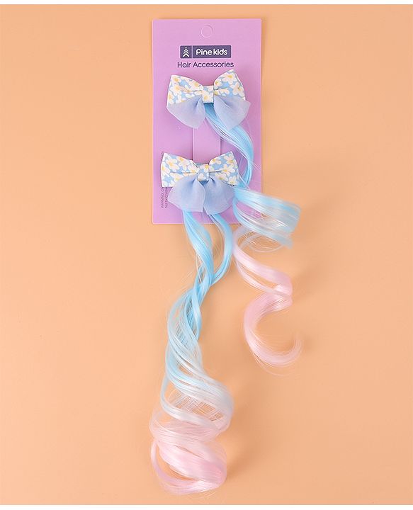 Pine Kids Bow Hair Extensions - Blue