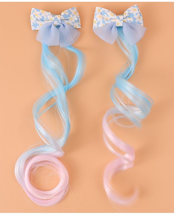 Pine Kids Bow Hair Extensions - Blue