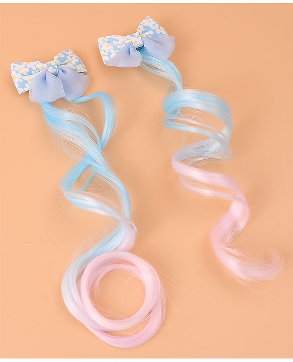 Pine Kids Bow Hair Extensions - Blue