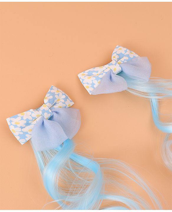Pine Kids Bow Hair Extensions - Blue