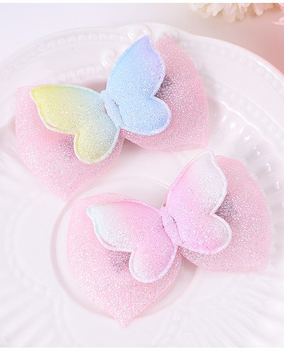 Babyhug Bow & Butterfly Hair Clips - Light Pink