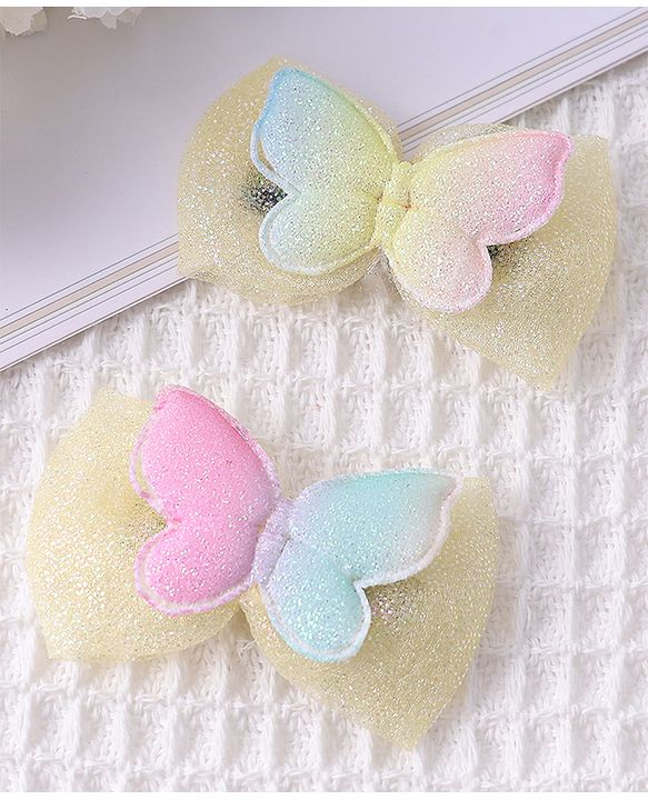 Babyhug Bow and Butterfly Clips Set of 2 - Yellow