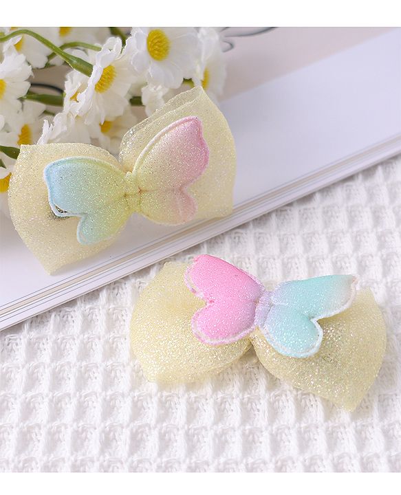 Babyhug Bow and Butterfly Clips Set of 2 - Yellow
