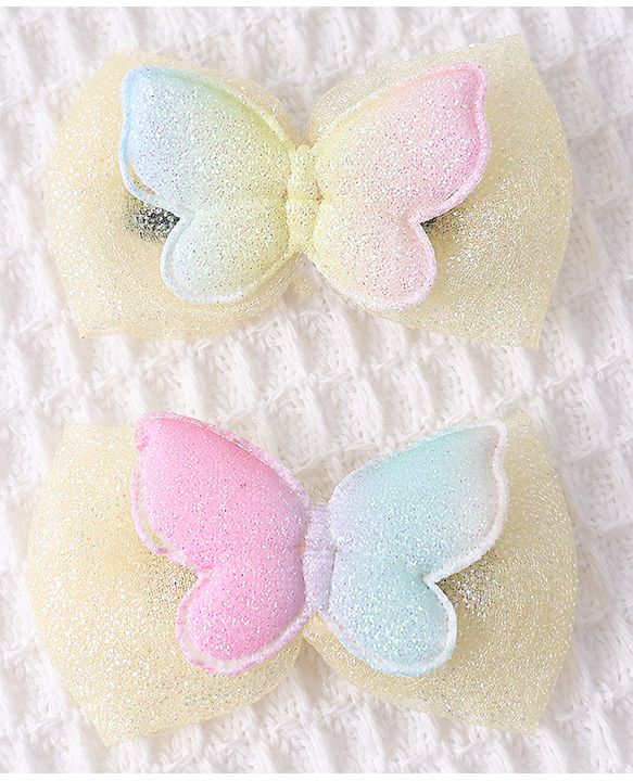 Babyhug Bow and Butterfly Clips Set of 2 - Yellow