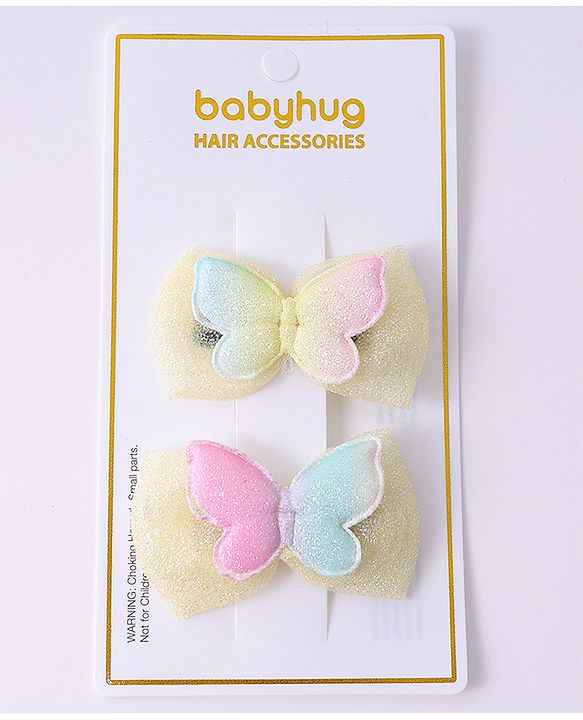 Babyhug Bow and Butterfly Clips Set of 2 - Yellow