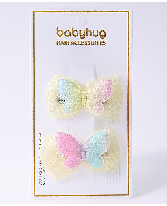 Babyhug Bow and Butterfly Clips Set of 2 - Yellow