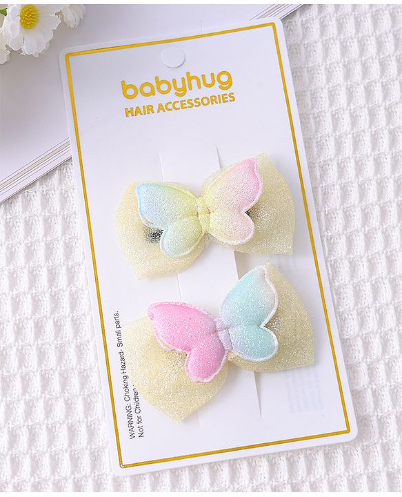 Babyhug Bow and Butterfly Clips Set of 2 - Yellow