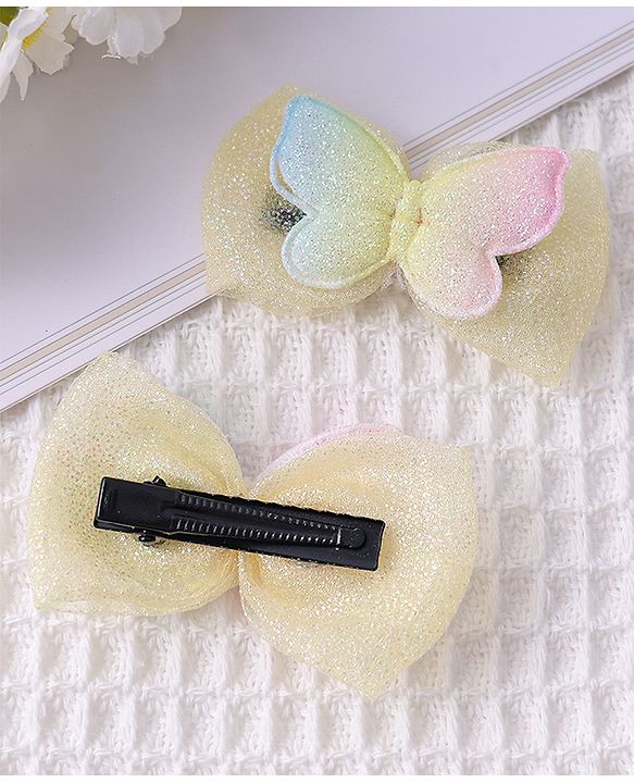 Babyhug Bow and Butterfly Clips Set of 2 - Yellow