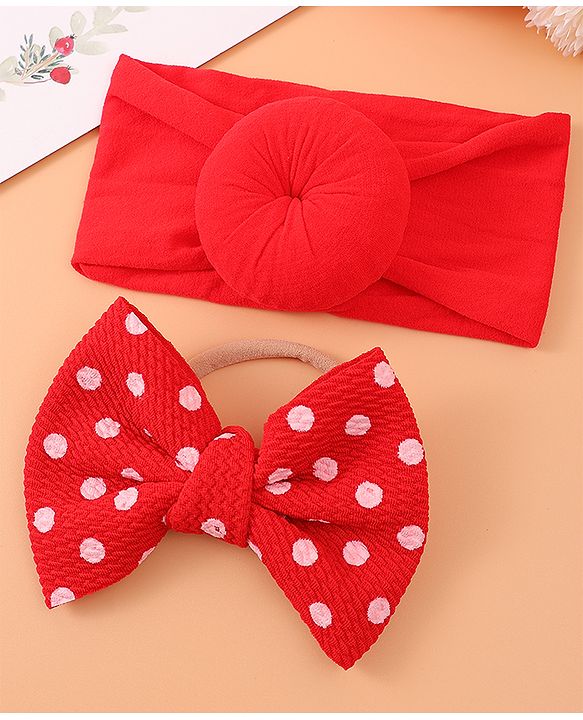 Babyhug Headband & Rubberband Combo Set of 2 - Red