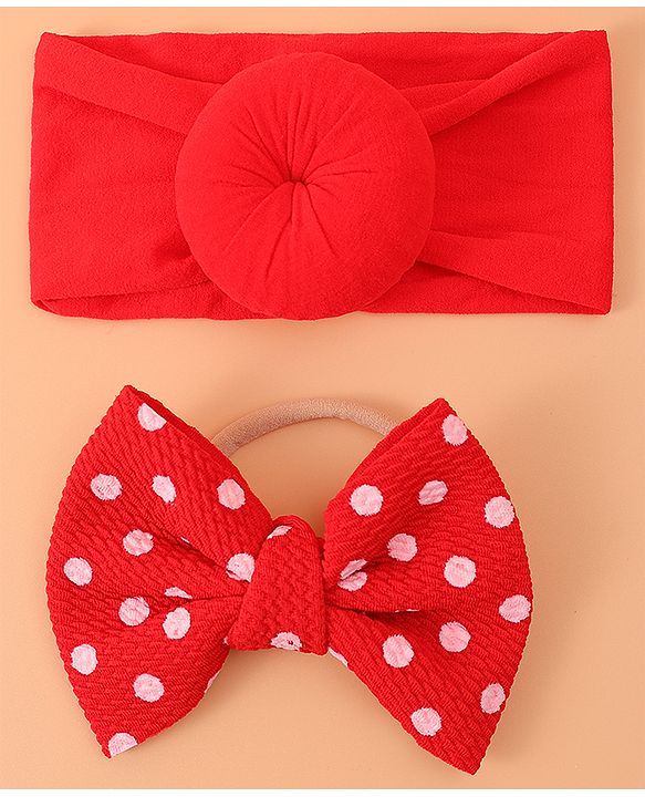 Babyhug Headband & Rubberband Combo Set of 2 - Red