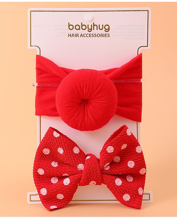 Babyhug Headband & Rubberband Combo Set of 2 - Red
