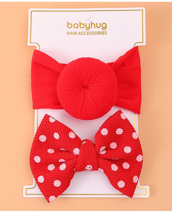Babyhug Headband & Rubberband Combo Set of 2 - Red