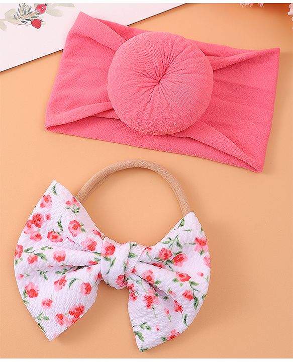 Babyhug Headband & Rubberband Combo Set of 2 - Dark Pink