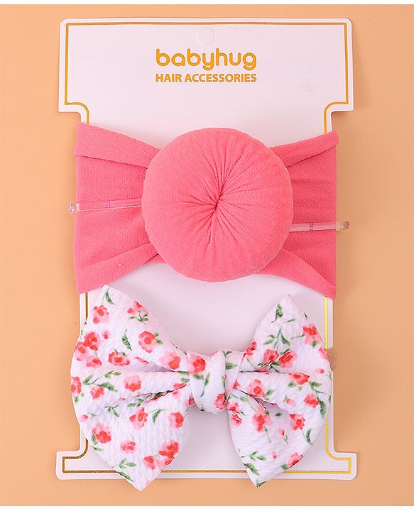 Babyhug Headband & Rubberband Combo Set of 2 - Dark Pink