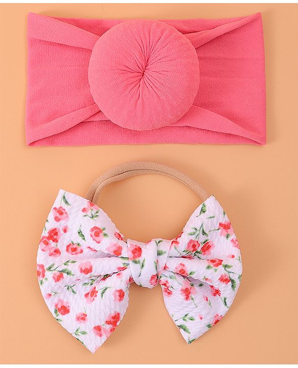 Babyhug Headband & Rubberband Combo Set of 2 - Dark Pink