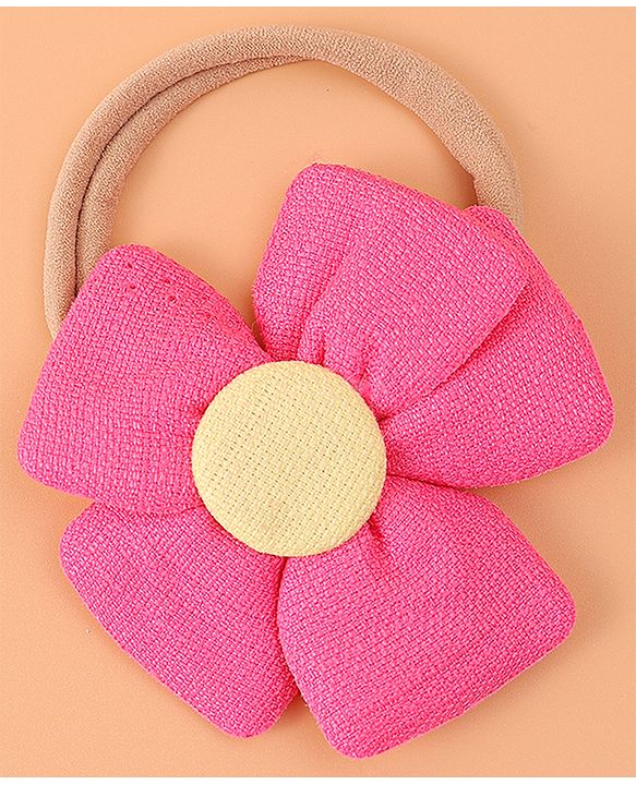 Babyhug Flower and Bow Motifs Headbands Set of 5 - Dark Pink