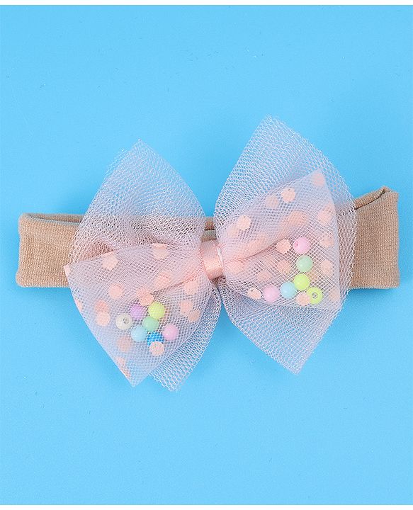 Babyhug Bow Butterfly & Flower Applique Headbands Pack of 5 - Peach