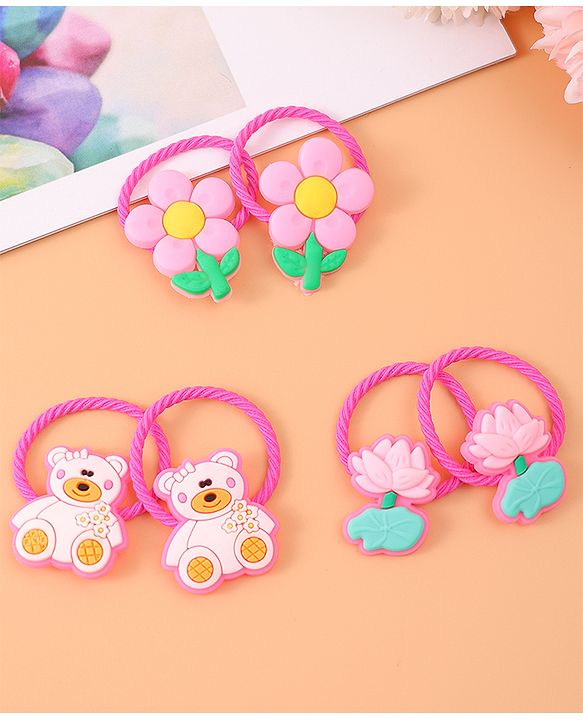 Babyhug Cupcake Hair Clips & Rubber Bands Accessories Combo Sets of 12 - Pink