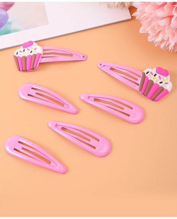 Babyhug Cupcake Hair Clips & Rubber Bands Accessories Combo Sets of 12 - Pink