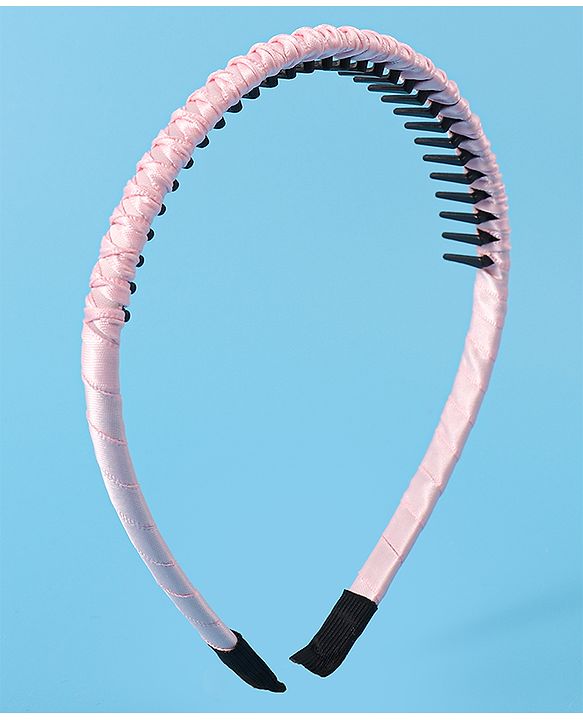 Pine Kids Set of Solid Satin Hair Bands Pack of 2 - Blue & Pink