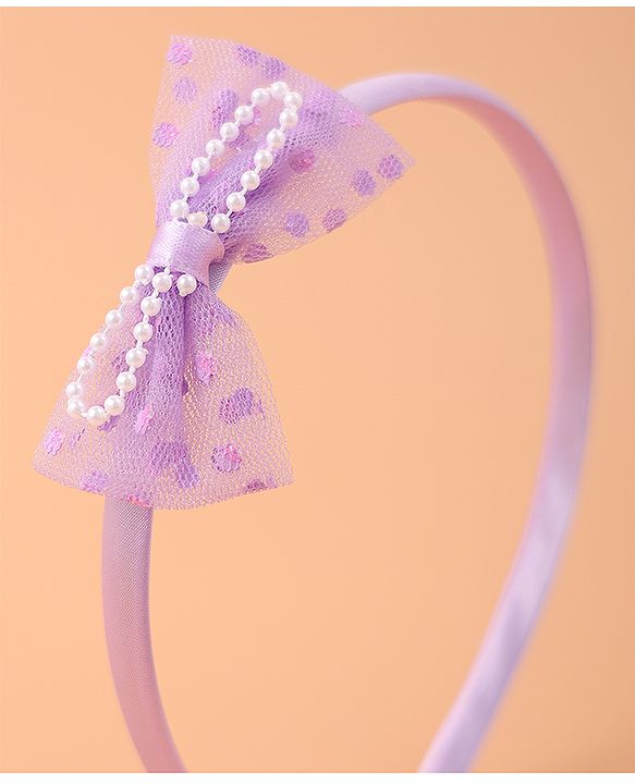 Babyhug Bow Hair Band & Clip Accessories Combo Sets of 3 - Purple
