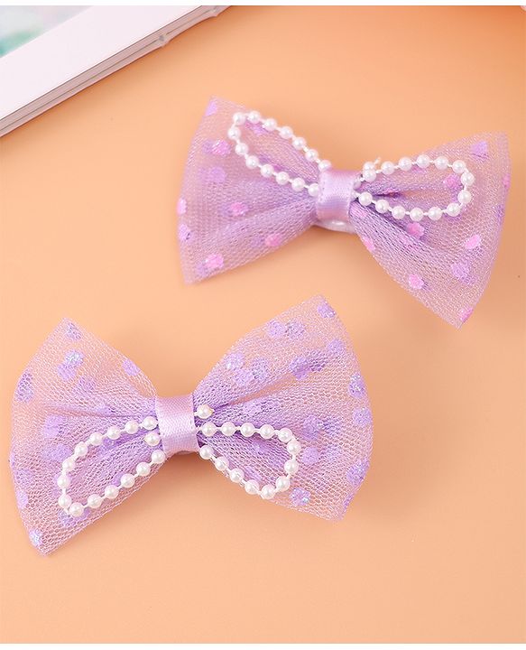 Babyhug Bow Hair Band & Clip Accessories Combo Sets of 3 - Purple