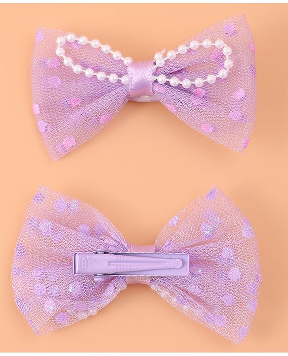 Babyhug Bow Hair Band & Clip Accessories Combo Sets of 3 - Purple