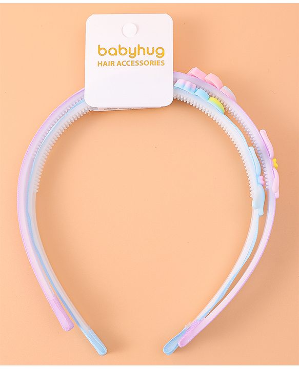 Babyhug Bow & Heart Charm Hair Bands Set of 2 - Blue & Purple