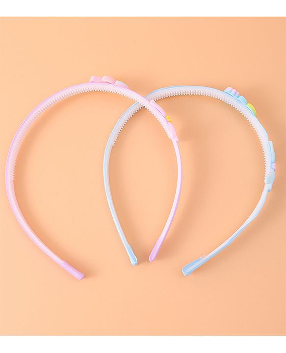 Babyhug Bow & Heart Charm Hair Bands Set of 2 - Blue & Purple