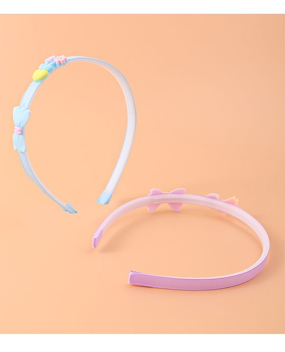Babyhug Bow & Heart Charm Hair Bands Set of 2 - Blue & Purple