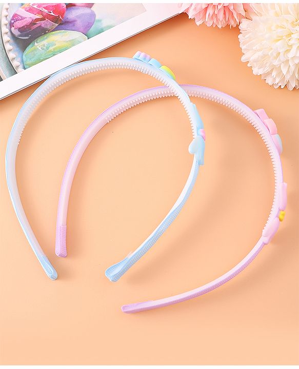 Babyhug Bow & Heart Charm Hair Bands Set of 2 - Blue & Purple