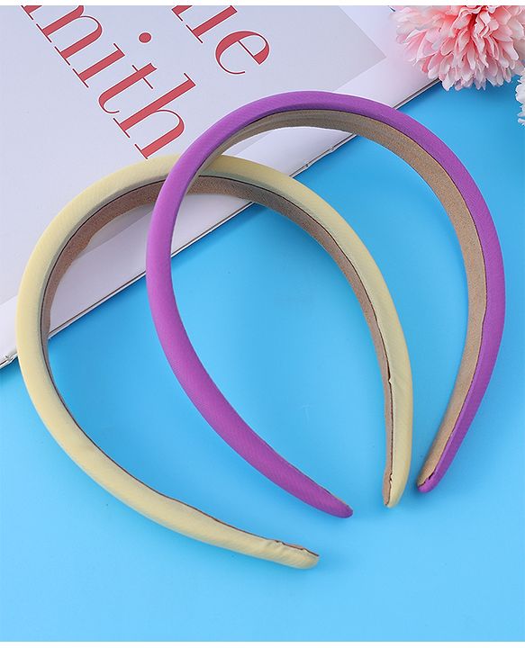 Pine Kids Set of Solid Hair Bands Pack of 2 - Purple & Beige