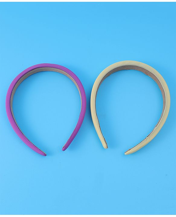 Pine Kids Set of Solid Hair Bands Pack of 2 - Purple & Beige