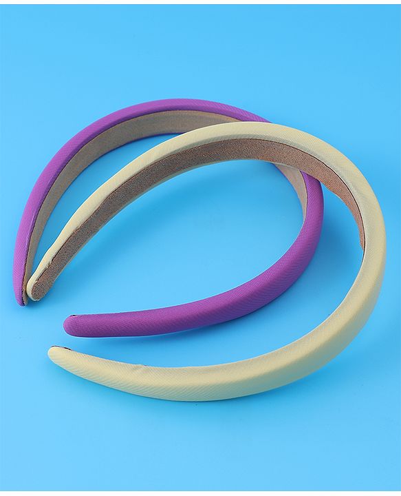 Pine Kids Set of Solid Hair Bands Pack of 2 - Purple & Beige