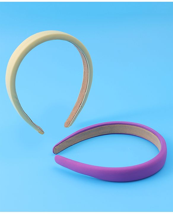Pine Kids Set of Solid Hair Bands Pack of 2 - Purple & Beige