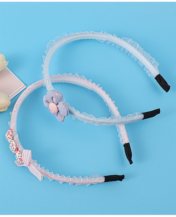 Pine Kids Set of Flowers & Bow Motifs Hair Bands Pack of 2 - Multicolor