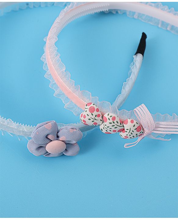 Pine Kids Set of Flowers & Bow Motifs Hair Bands Pack of 2 - Multicolor