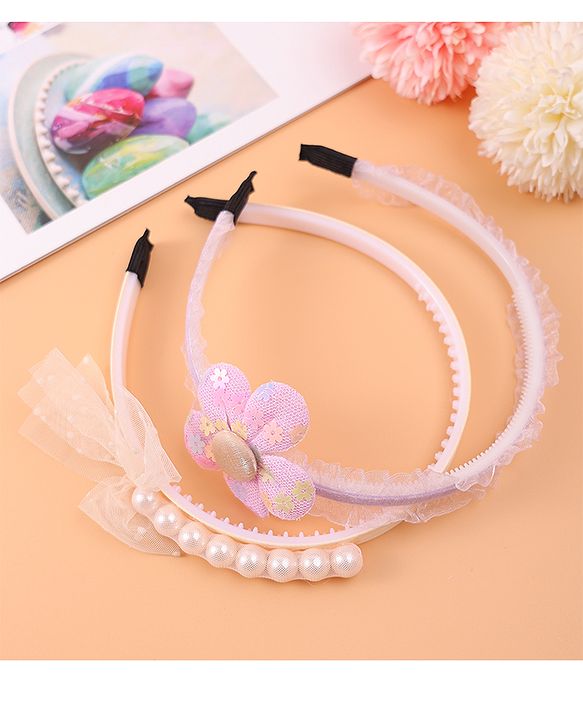 Pine Kids Bow & Flower Hair Bands Set of 2 - Multicolor
